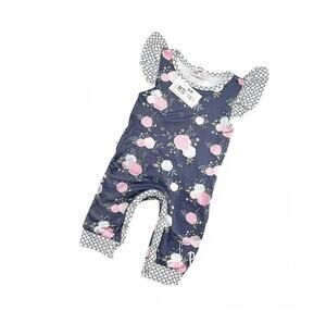 NEW PETE + LUCY girls floral romper in grey